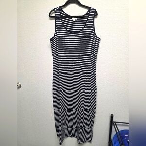 J Jill Stripes Sundress Sleeveless Blue And White‎ Size Small